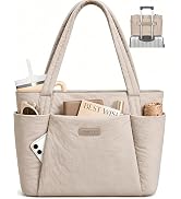 FIORETTO Puffer Tote Bag for Women, Work Tote Bag with Laptop Compartment, Zipper & Pockets for T...
