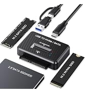 YINNCEEN NVMe/SATA & 2.5 SATA SSD/HDD, 10Gbps NVMe USB 3.2 Gen 2 Adapter, Portable M.2 SSD to USB...