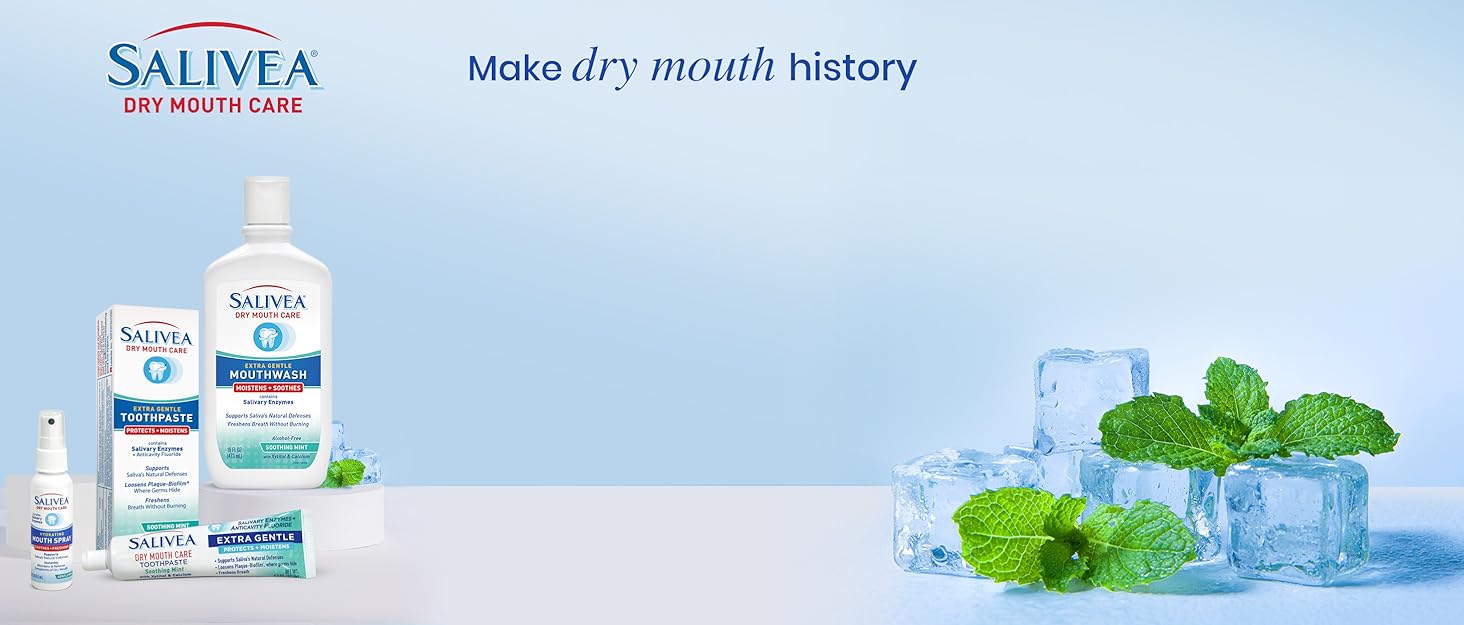 dry mouth care salivea mouthwash mouthspray toothpaste fresh mint gentle oral health care fresh
