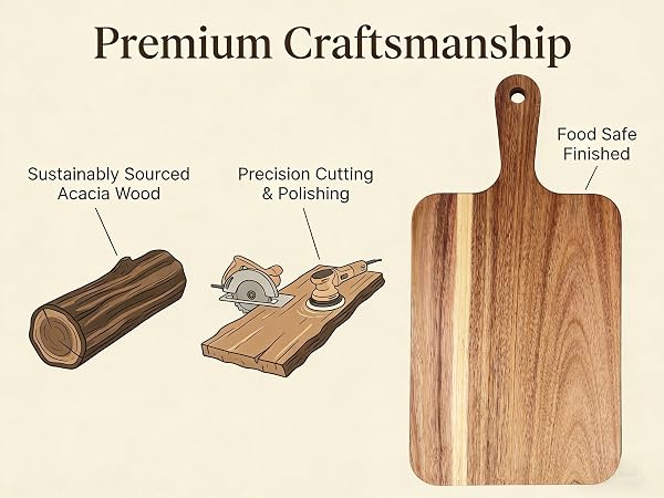 Wood Cutting Board with Handle