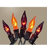 Halloween Decorations Indoor Outdoor - Flickering Flame String Lights Orange and Purple Halloween...