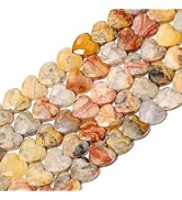 Nitopupu 22pcs Faceted Heart Stone Beads Natural Crazy Lace Agate Bead 8mm Crystals and Healing S...