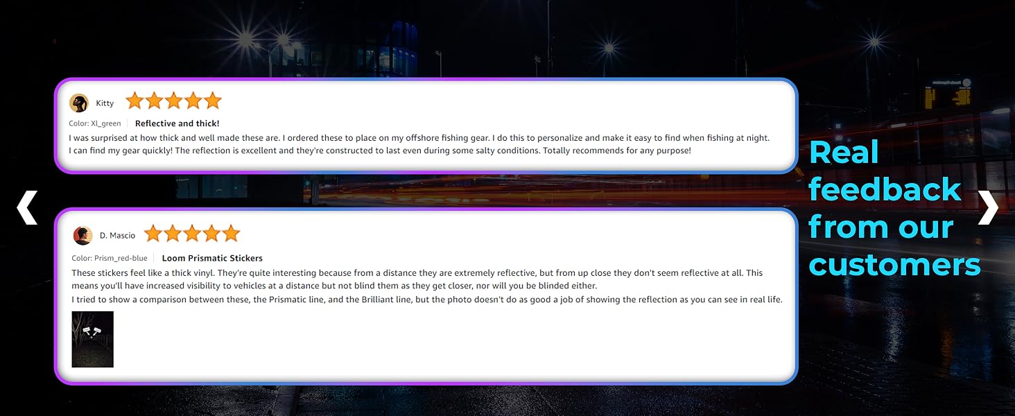 reviews for reflective stickers LOOM2
