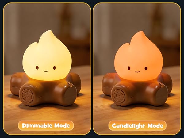 Gefaxi Halloween campfire flickering night light dimmable flame light rechargeable and squishy