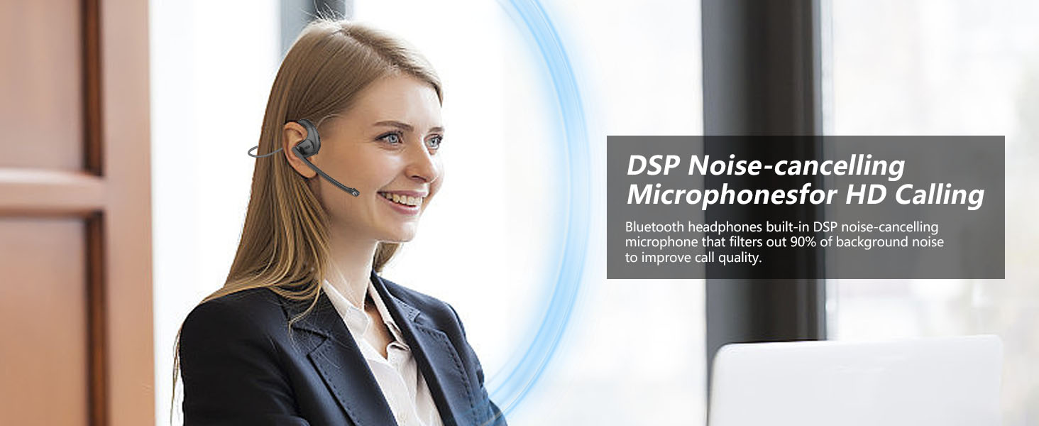 BANIGIPA Bluetooth Headset with Removable Microphone, Noise Cancelling Wireless Headset for Phones