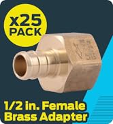 SharkBite 1/2 Inch Crimp Female Adapter, Pack of 25, Brass Plumbing Fitting, PEX Pipe, Copper, UC...