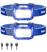 Blukar LED Headlamp,2000L Super Bright Rechargeable Headlight Flashlight with White&Red Light 2 P...