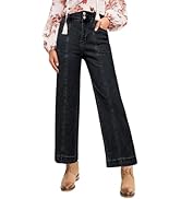 Astylish Womens High Waisted Wide Leg Jeans Cropped Straight Leg Denim Pants