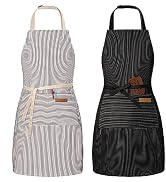 BeLuyi 2 Pack Adjustable Bib Apron with 2 Pockets Chef Cooking Kitchen Restaurant Aprons for Wome...
