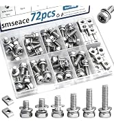 smseace 72Pack Battery Terminal Bolts and Nuts 6-Sizes M6x10/12/14/16/18/20mm 304 Stainless Steel...