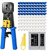 RJ45 Crimp Tool Kit Pass Through Ethernet Crimping Tool Kit(Tool Set 206) | RJ45 Crimper for Cat5...