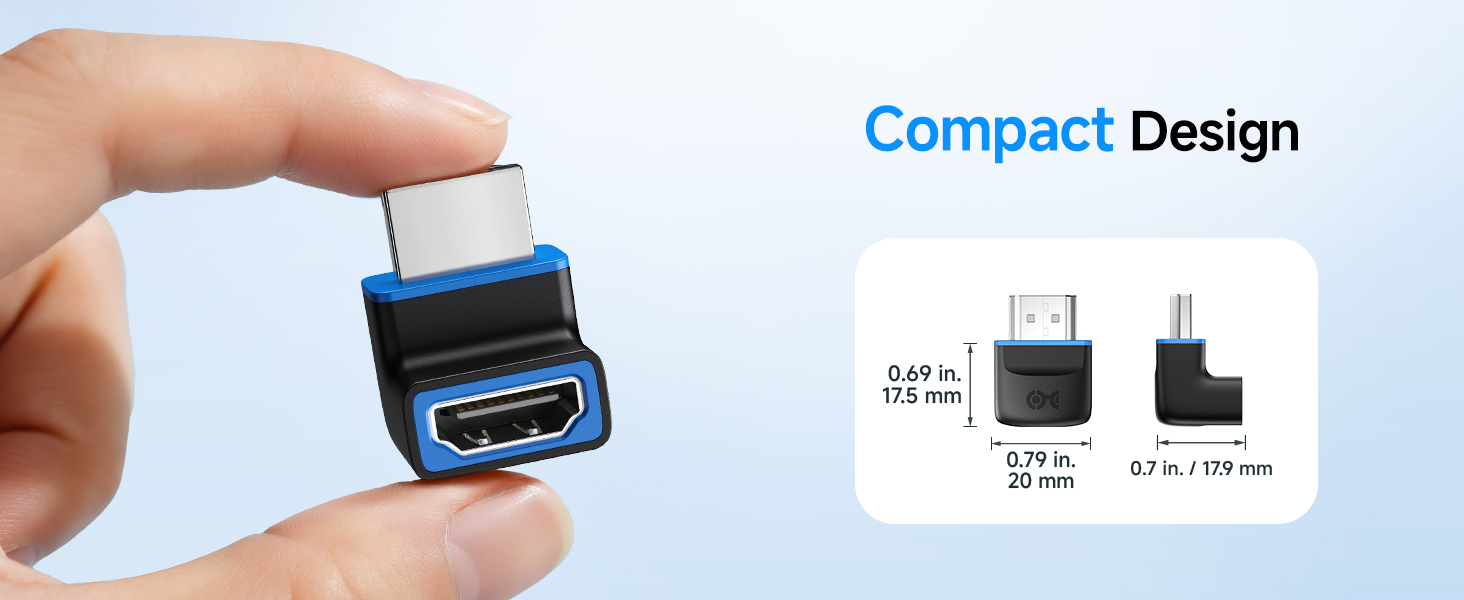 Combo-Pack 8K Flat Right Angle HDMI 2.1 Adapter with HDR, Supports 8K@60Hz / 4K@240Hz