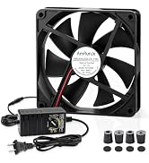AmRunJe 140mm x 25mm Computer Fan with AC Plug 12v dc 110v – 240v Variable Speed Dual Ball Bearin...