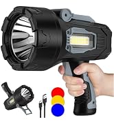 BEFAMALI Rechargeable Spotlight Flashlight 99000 Lumens, Spot Lights Outdoor with Cob Light & Fol...