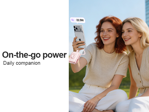 W9 portable charger with built-in cable and wireless iWatch charger