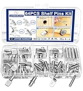 64Pcs Shelf Pins Kit,4 Styles Nickel Plated Shelf Support Pegs,Plated Shelf Pins Holders for Book...
