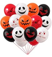 HADCKJA Halloween Balloons Halloween Party Supplies with Red Bat Black Orange White Ghost Face Ha...