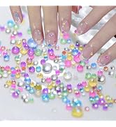 200Pcs Colorful Bubble Beads Mermaid Nail Art Charms Aurora Pearls Candy Caramel Stone Mix Nail A...