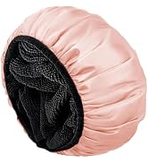 Aquior Shower Cap,Shower Cap for Women Reusable, Triple Layer Waterproof Bath Cap,Silky Satin Out...