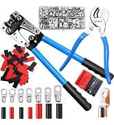 SBGGRL Battery Cable Lug Crimper Tool with Wire Shear Cutter Kit for 1/0,2,4,6,8,10 Awg Gauge Wir...