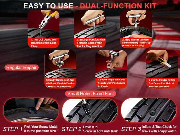 Flat Tire Repair Kit with Plugs