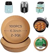 SIUDANGKA Mini Air Fryer Liners for 2qt Air Fryer, 100 Pcs Non-Stick Air Fryer Parchment Paper Pa...