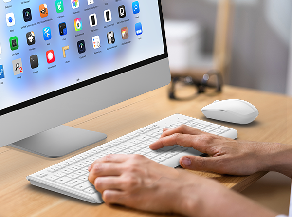 Wireless Keyboard and Mouse Combo, Full Size Silent Ergonomic Keyboard Mouse