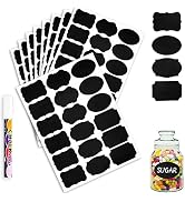 Teskyer 216 PCS Chalkboard Labels Stickers with Chalk Marker, Removable & Reusable Waterproof Lab...