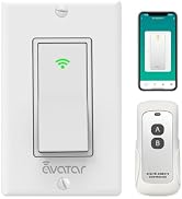Smart Light Switch with Bluetooth Remote, Single Pole One-Way WiFi Wall Switch, Smart Life App & ...