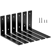 LSK Shelf Brackets 6 Pack, 5mm Thick Heavy Duty Black L Bracket for Floating Shelves( L 8" × H 5"...