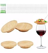 4 PCS Wine Glass Charcuterie Topper with 100 PCS Fruit Fork, Bamboo Charcuterie Plate Wine Glass ...