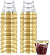 R-kay 100 Pack Gold Plastic Cups For Party - Plastic Cups 9 oz - Party Cups Disposable - Premium ...