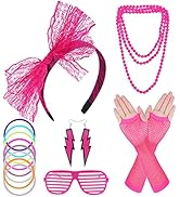 ONUPGO 80s Costume for Women, 80s Accessories Fancy Dress Neon Headband Earrings Fishnet Gloves N...