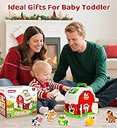 Montessori Toys for 1 2 3 Year Old Boys Girls, Musical Barn Farm Animal set for Toddler, Shape So...