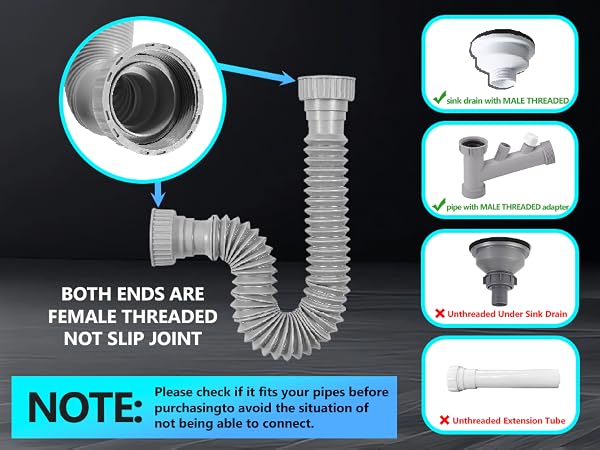 Flexible Drain Pipe P Trap A+2(Phone)