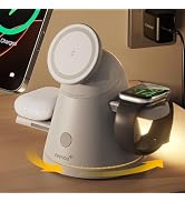 3 in 1 Charging Station for Apple, Qi2 Mag-Safe Charger Stand with Adjustable Night Light, Fast W...