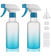 Hethyo Plastic Spray Bottles 12oz 2 Pack Adjustable Mist/Stream Spraying Heavy Duty Square Water ...