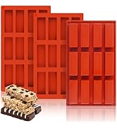 Wilewir 3Pcs Silicone Granola Bar Mold, 12-Cavity Rectangle Silicone Chocolate Bar Mold for Bakin...