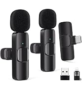 Wireless Lavalier Microphone for Android/iPhone/Computer/Laptop, Wireless Mic for iPhone 13 14 15...