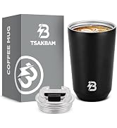 TSAKBAM Insulated Coffee Tumbler, 12 oz Leak Spill Proof Portable Stainless Steel Coffee Travel M...