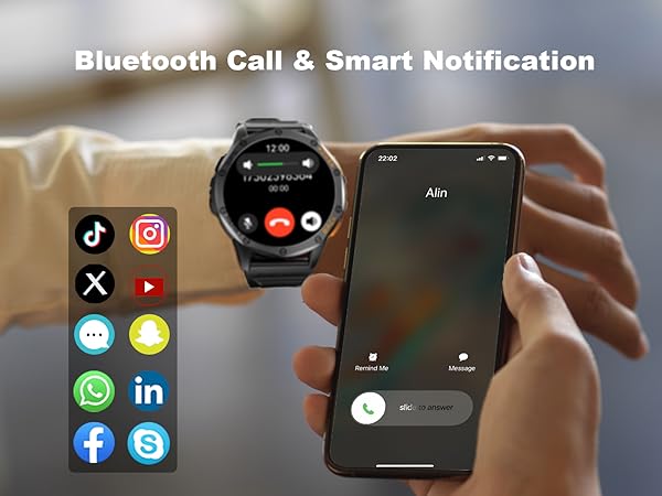 military smart watches for men android iphone GPS