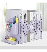 Honagu Adjustable Bookends, Metal Book Ends for Shelves Heavy Book, Desk Magazine File Organizer ...