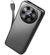 Portable Charger 10000mAh, Power Bank Fast Charging with Built in Cable 5V/3A Slim Battery Pack, ...