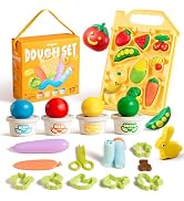Jar Melo Wheat Modeling Dough Set for Kids Ages 3+, 4 Colors Wheat Dough with 13 Farm Tools, Doug...