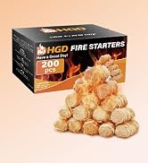 HGD (200pcs) Fire Starters for Campfires, Natural Charcoal Starters,Chimney Starter for Charcoal ...