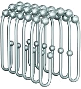 AmazerBath Shower Curtain Hooks, Lightcyan Shower Curtain Hooks Rust Proof Non-Slip Double Hook S...