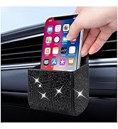 Car Vent Storage Organizer,Bling Car Accessories for Women or Man,Rhinestone Car Vent Leather Poc...