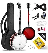 Pyle, 5 String Resonator Banjo Size 24 Bracket, Geared 5th Professional Instrument w/Remo Drum & ...