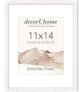 decorUhome Solid Oak Wood 11x14 Picture Frame White | Matted to 8x10 Pictures with High Definitio...