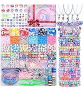 AIPRIDY 3200 Pcs Unicorn Jewelry Activity Kit,Clay Beads Bracelet Making Kit,Flat College Style B...